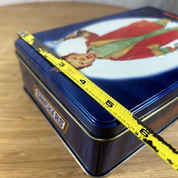 Vintage Snickers Norman Rockwell Canister 2000 Metal Tin Christmas Empty Blue - Picture 6 of 7